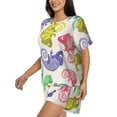 thumbnail image 2 of Picia Cute Chameleons Pajamas Sets for Women Soft Short-Sleeved Pjs with Lounge Shorts Two Piece Sleepwear-, 2 of 9