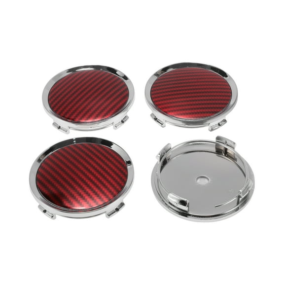 Unique Bargains 4Pcs Wheel Center Caps Hub Caps Rim Center Caps 2.76" 2.95" Wheel Caps Hubcap Center Covers Silver Tone WithCarbon Pattern Plastic 4 Clips Silver Tone