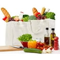 thumbnail image 4 of 3 Pack Canvas Grocery Shopping Bags Organic Cotton Reusable Shopping Bag, 4 of 7