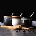 thumbnail image 2 of Japanese Sugar Bowl With Lid, Retro Ceramic Storage Jar,200ml(7oz) Small Sugar Pot, Sugar Container Spice Jar, For Coffee Bar, Restaurant, Home-d-200ml 7oz, 2 of 7