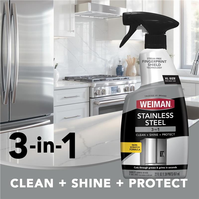 Weiman Stainless Steel Cleaner and Polish Trigger Spray, 22 fl oz