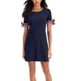 thumbnail image 2 of Tommy Hilfiger Women's Tie Sleeve Scoop Neck Dress Blue Size Medium, 2 of 3