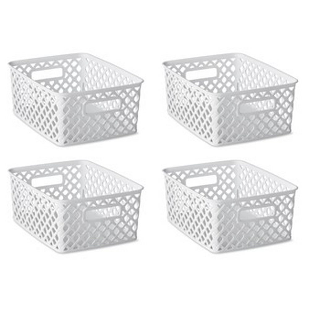 Mainstays Small Decorative Plastic Mesh Basket, 4 Pack, White Walmart