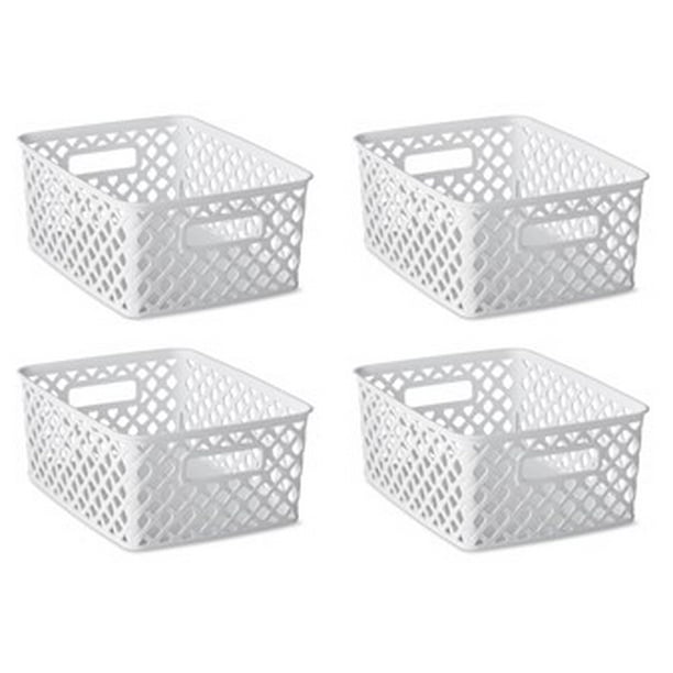 Mainstays Small Decorative Plastic Mesh Basket, 4 Pack, White - Walmart ...