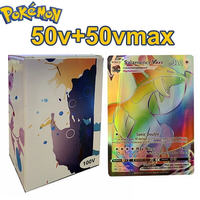 Cartas de Pokémon de 100 piezas, Vstar V MAX GX, versión en inglés para niños de batalla, juego Charizard Tag Team, tarjeta de colección brillante Fivean unisex
