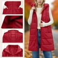 thumbnail image 7 of Quealent Women's Long Puffer Vest Casual Sleeveless Puffy Jacket with Removable Hood Red for Size M, 7 of 7
