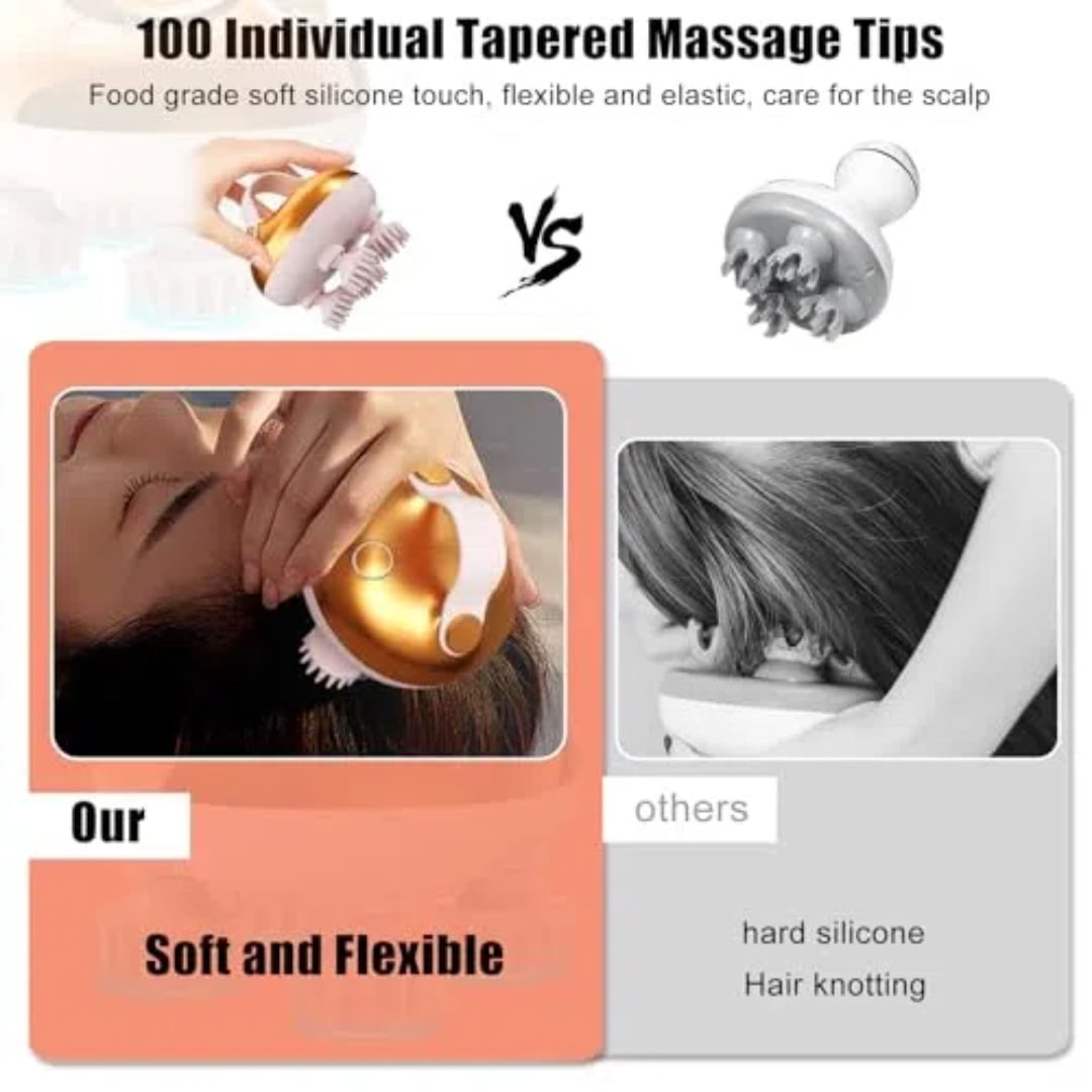 KAMUGO Scalp Massager Hair Growth,Electric Head Massager with 8 Removable Massage Claws Cat Massager(Gold)