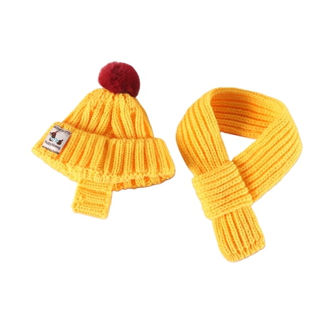Dog Winter Hat Scarf Set Knitted Pet Hat New Year Winter Warm Cap Dog Costumes Neck Ear Warmer for Small Dogs Cats