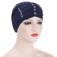 thumbnail image 2 of Women Solid Color Flower Design Hair Cover Muslim Bonnet Turban Hat Hijab Cap, 2 of 8