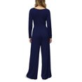 thumbnail image 5 of Edvintorg Rompers for Women One Piece Square Neck Long Sleeve Loose Casual Jumpsuit with Wide Leg Pant Trendy Womens Clothes S-2XL Dark Blue, 5 of 7