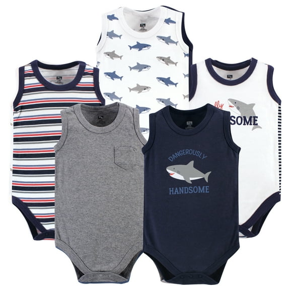 Luvable Friends Hudson Baby Sleeveless Bodysuits 5pk, Deep Sea, 0-3M