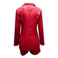 thumbnail image 5 of Womens 2 Piece Outfit Suit Plain Trouser Suit Long Sleeve Notched One Button Blazer Jacket + Shorts Solid Work Business Office Wedding Guests Casual Suit Set Ladies Clearance, 5 of 6