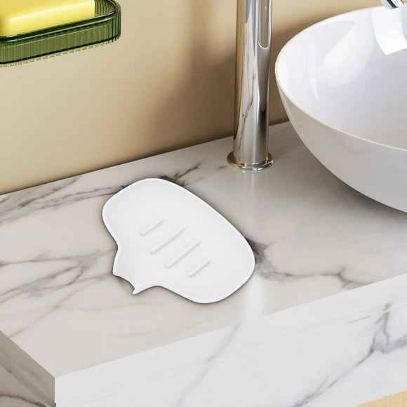 Jabonera ovalada moderna con orificios de drenaje - Jabonero de baño autodrenante - Instalación de montaje en pared sin taladro - Bandeja protectora de jabón resistente al agua para ducha y baño