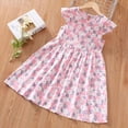 thumbnail image 3 of GYRATEDREAM Toddler Baby Girls Print Princess Dress Kids Teen Casual Cotton Short Sleeve Stretch A-line Swing Skater Twirl School Dress for 2-16 Years, 3 of 7