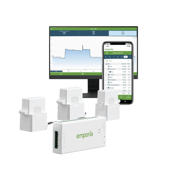 Emporia Vue 3 Commercial 3-Phase Smart Energy Monitor - Business and Home Automation Device with Real Time Electricity Usage Monitor, Power Consumption Meter, Solar and Net Metering