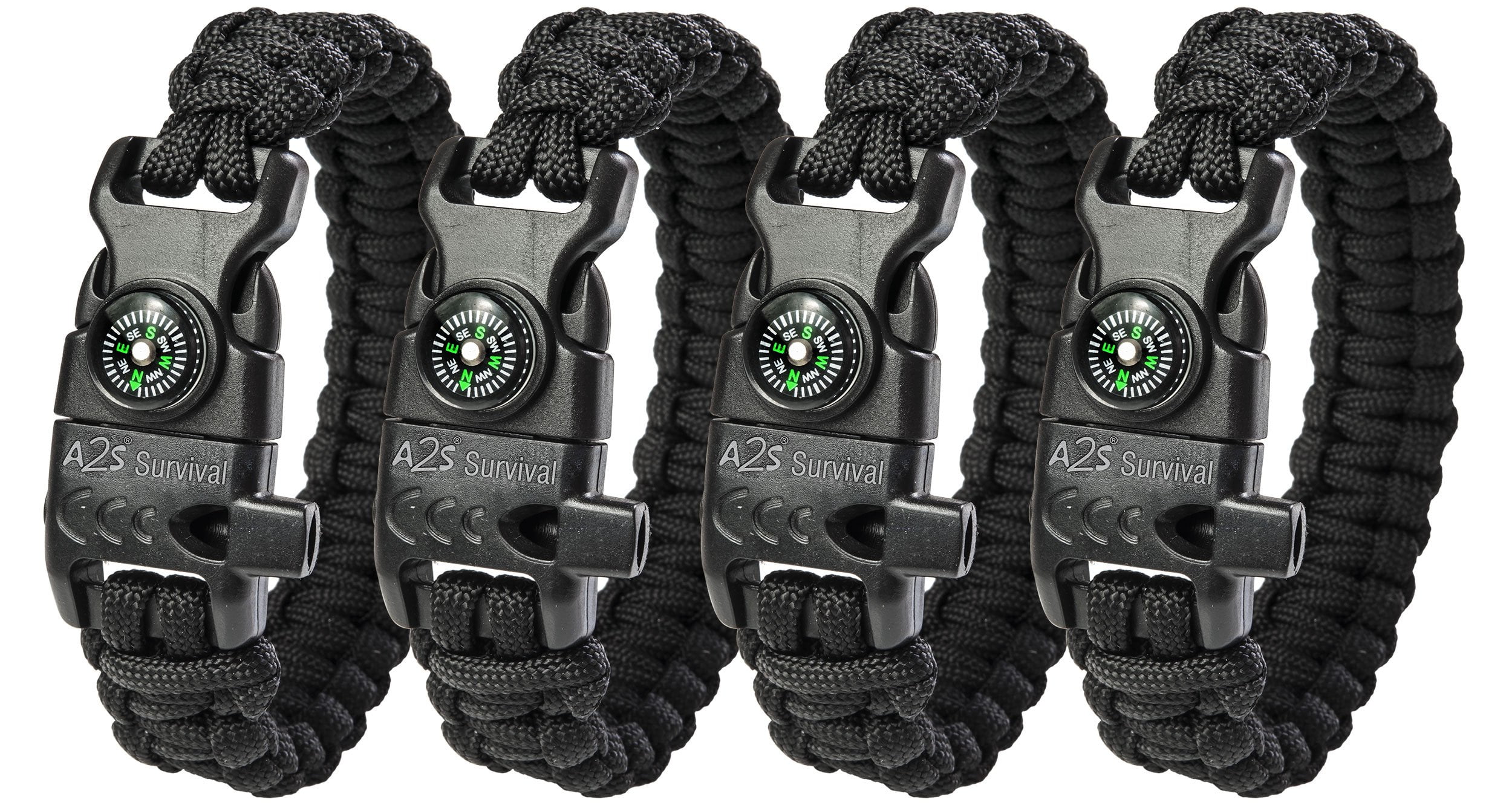 A2S Protection Paracord Bracelet K2-Peak - Survival Gear Kit with Embedded  Compass, Fire Starter, Emergency Knife & Whistle (Green / Green 8) 