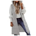 thumbnail image 3 of Vedolay Womens Hooded Parka Coat Button Down Knitwear Long Sleeve Soft Basic Knit Cardigan Coat Grey,L, 3 of 5