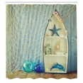 thumbnail image 3 of Ambesonne Nautical Shower Curtain, Aquatic Objects Boats, 69"Wx84"L, Blue Beige, 3 of 5