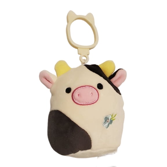 Squishmallows Official Kellytoy 3.5 Inch Connor the Cow, Black and White Easter Squad Plush Clip-On Keychain Backpack Accessory