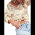thumbnail image 2 of Camisas A Rayas con Botones para Mujer, Blusas Casuales de Larga con Cuello en V y Bolsillos Amarillo XL, 2 of 7