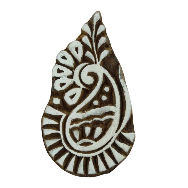 Timbre Textile Décoratif Gravé à la Main Timbres Paisley Impression Bloc en Bois