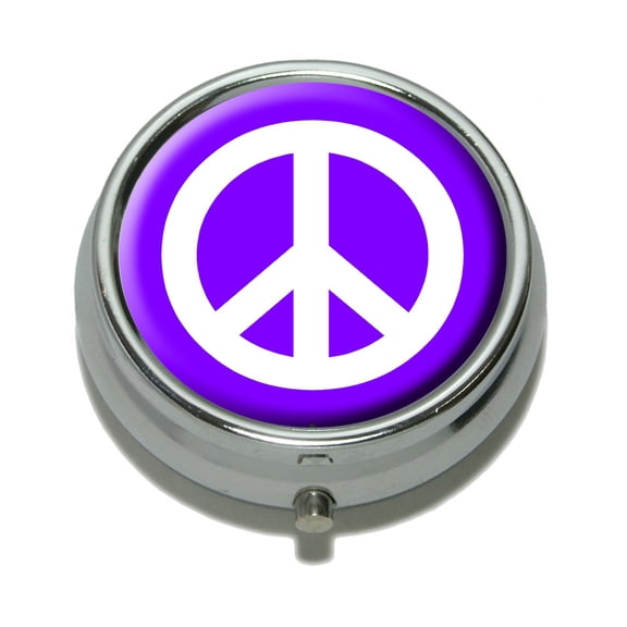 Peace Sign Symbol - Purple Pill Box