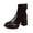 Black, variant on Women's Closed Round Toe Ankle Boots Pull-On Platform High Chunky Heel Leather Short Biker Work Waterproof Shoes Brown 6.5(38)
