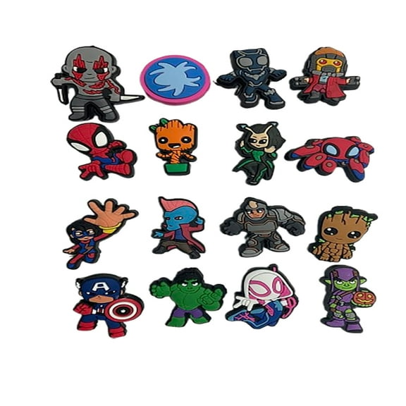 16 Pcs Super Hero Shoe Charms for Clog Sandals, Cute Shoes Decoration Charms for Teen Adults