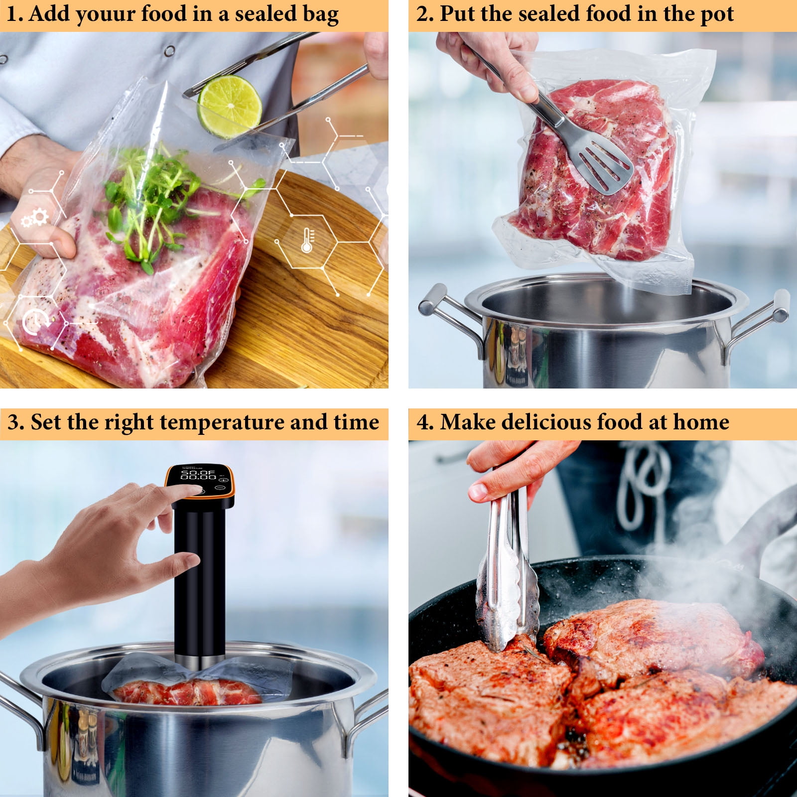 Vide Machines,Joule Sous Vide Cooker 1100W, Wifi Connect App