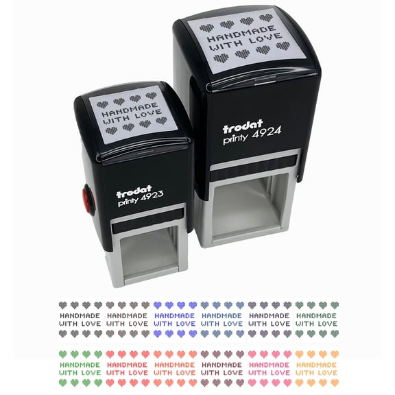 Handmade with Love Cross Stitch Self-Inking Rubber Stamp Ink Stamper - Black Ink - Small 1 Inch