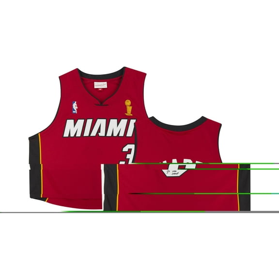 Dwyane Wade Miami Heat Autographed Red Mitchell & Ness Authentic Jersey with "3x NBA Champ" Inscription - Fanatics Authentic Certified