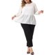 thumbnail image 2 of Blusa de peplum con volantes y cintura ajustada de manga 3/4 para mujer de tallas grandes Agnes Orinda 2X blanca, 2 of 6