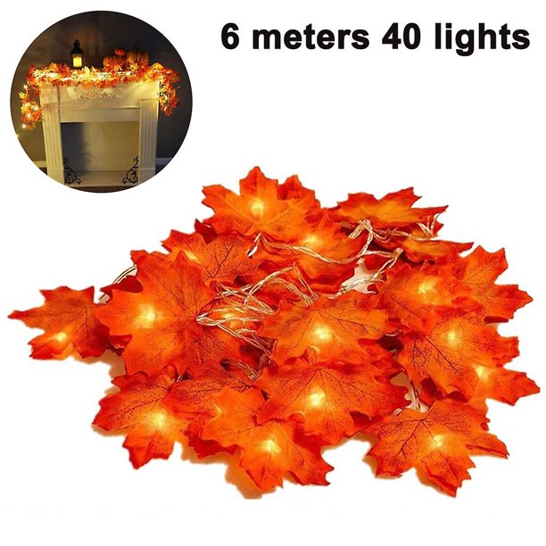 Cadena de luces con forma de hoja de arce, luces colgantes brillantes, decoraciones para interiores y exteriores, jardín, Halloween, Acción de Gracias, fiesta de Navidad, decoración con degradado
