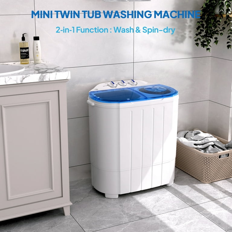 ROVSUN 11LBS Portable Washing Machine, Electric Mini Twin Tub Washer with  Spin Dryer 