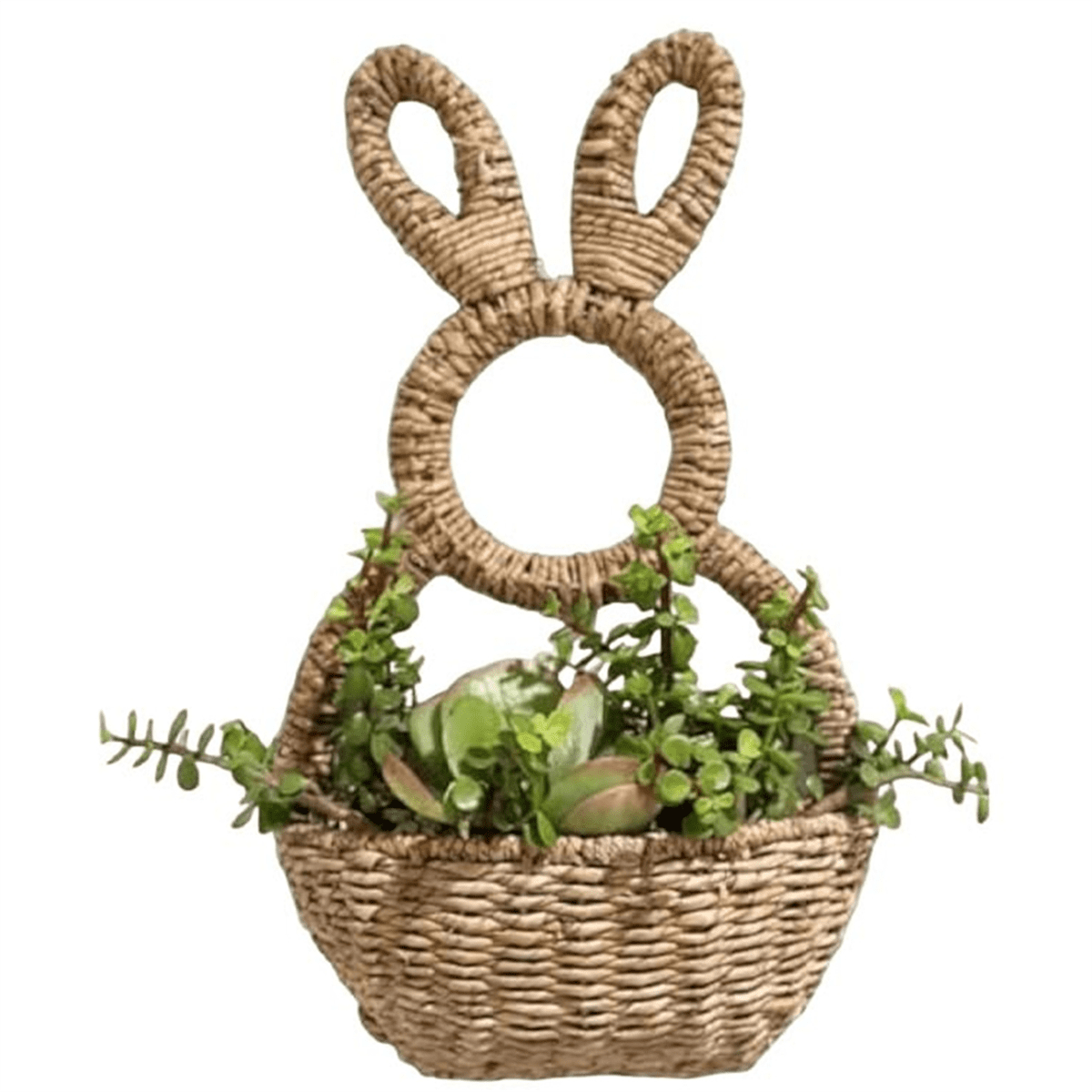 Bunny Basket Hanging Wall Pocket Spring Decor, Hand Woven Wicker Easter Bunny Basket Wall Pocket,for Decorations