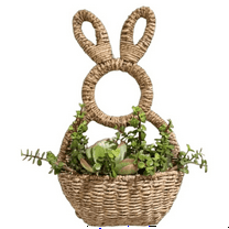 Bunny Basket Hanging Wall Pocket Spring Decor, Hand Woven Wicker Easter Pocket,for Decorations