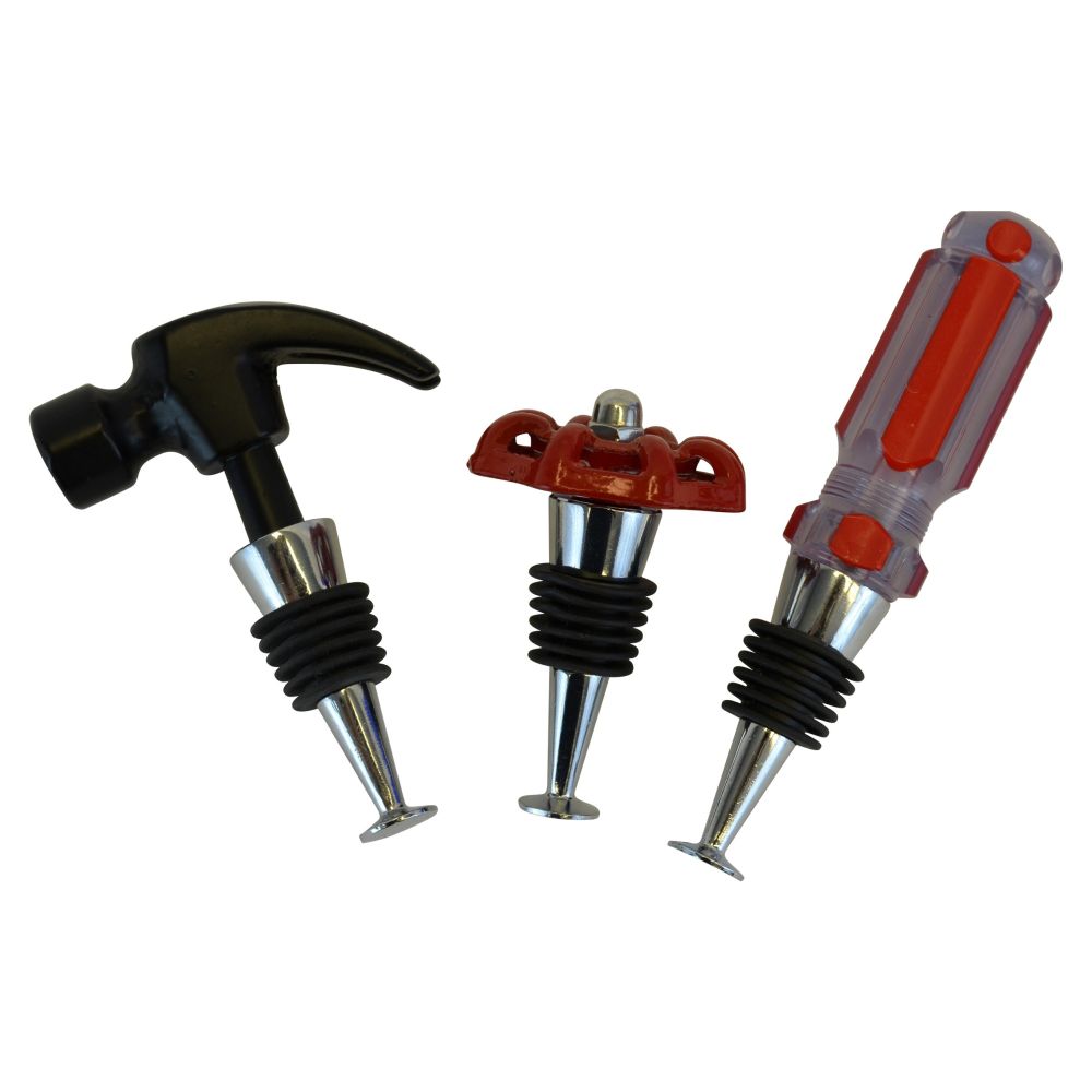 Fairly Odd Novelties Set of Novelty Hammer, Screwdriver, and Faucet Wine Bottle Stoppers
