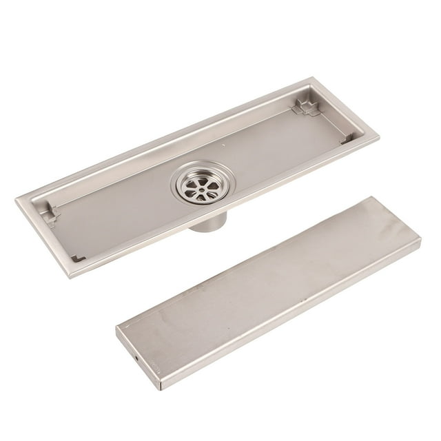 Desagüe de ducha lineal de acero inoxidable resistente a los arañazos, desmontable, largo, para baño, lavabo