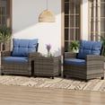 thumbnail image 2 of Walsunny 3 Pieces Patio Furniture Set Outdoor Wicker Conversation Bistro Set Outdoor Patio Chairs with Tempered Glass Table Blue, 2 of 9