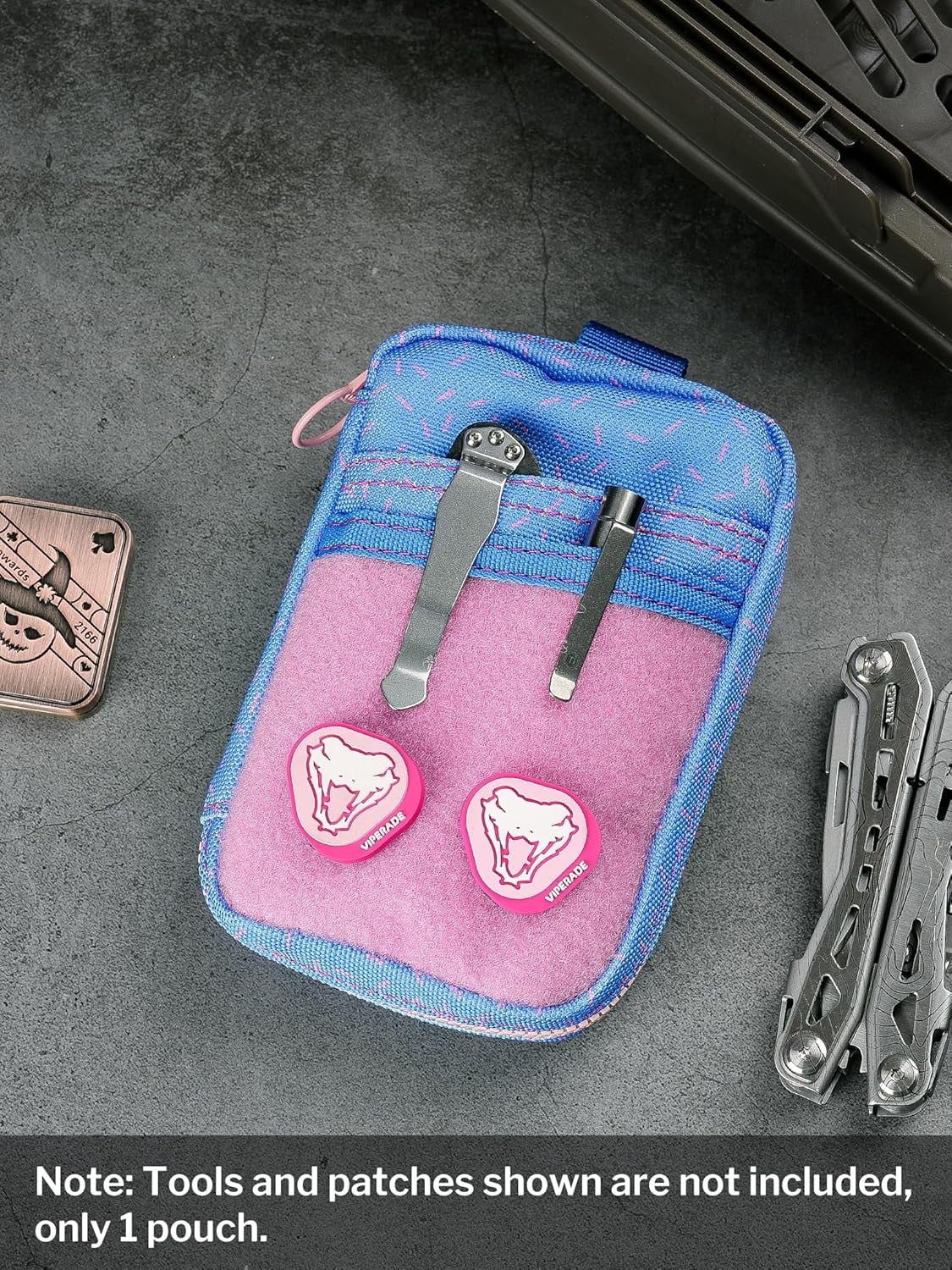 VIPERADE EDC Pouch Organizer with 11 Compartments, Small Tool Pouch with DIY Patches Area, EDC Pocket Organizer for Mutitools
