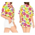 thumbnail image 3 of HAPPY BAY Hawaiian Shirts Womens Casual Summer Beach Party Blouse Shirt V Neck Blouses Short Sleeve Button up Dress Tee Shirts for Women XL Colorful Floral, Pink, 3 of 5