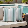 thumbnail image 4 of Teal Aqua Stripes Outdoor Waterproof Pillow Covers, Minimalist Abstract Vertical Lines Decorative Square Throw Pillowcase Sofa Cushion Sham for Patio/Couch/Chair, 18"x18" 2 Pack, 4 of 8