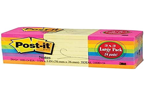 Post it Brand 3M 3x3 Large Pack 24 Pad Stick Notes