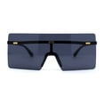 thumbnail image 3 of Oversize Rimless Shield Square Rectangle Large Sunglasses All Black, 3 of 4