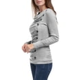 thumbnail image 5 of MODA NOVA Junior's Cowl Neck Long Sleeves Buttons Decor Ruched Top, 5 of 6