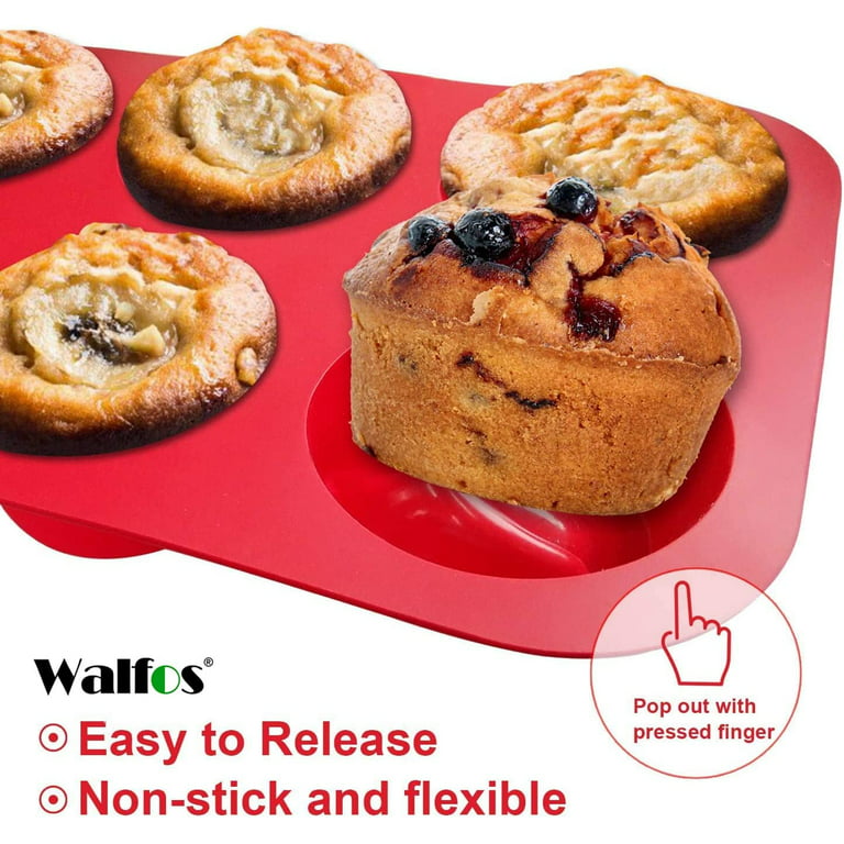 Walfos Silicone Whoopie Pie Baking Pans, Non-Stick Muffin Top Pan Set of 4.  Food Grade and BPA Free Silicone,Perfect for Muffin, Eggs, Tarts and More