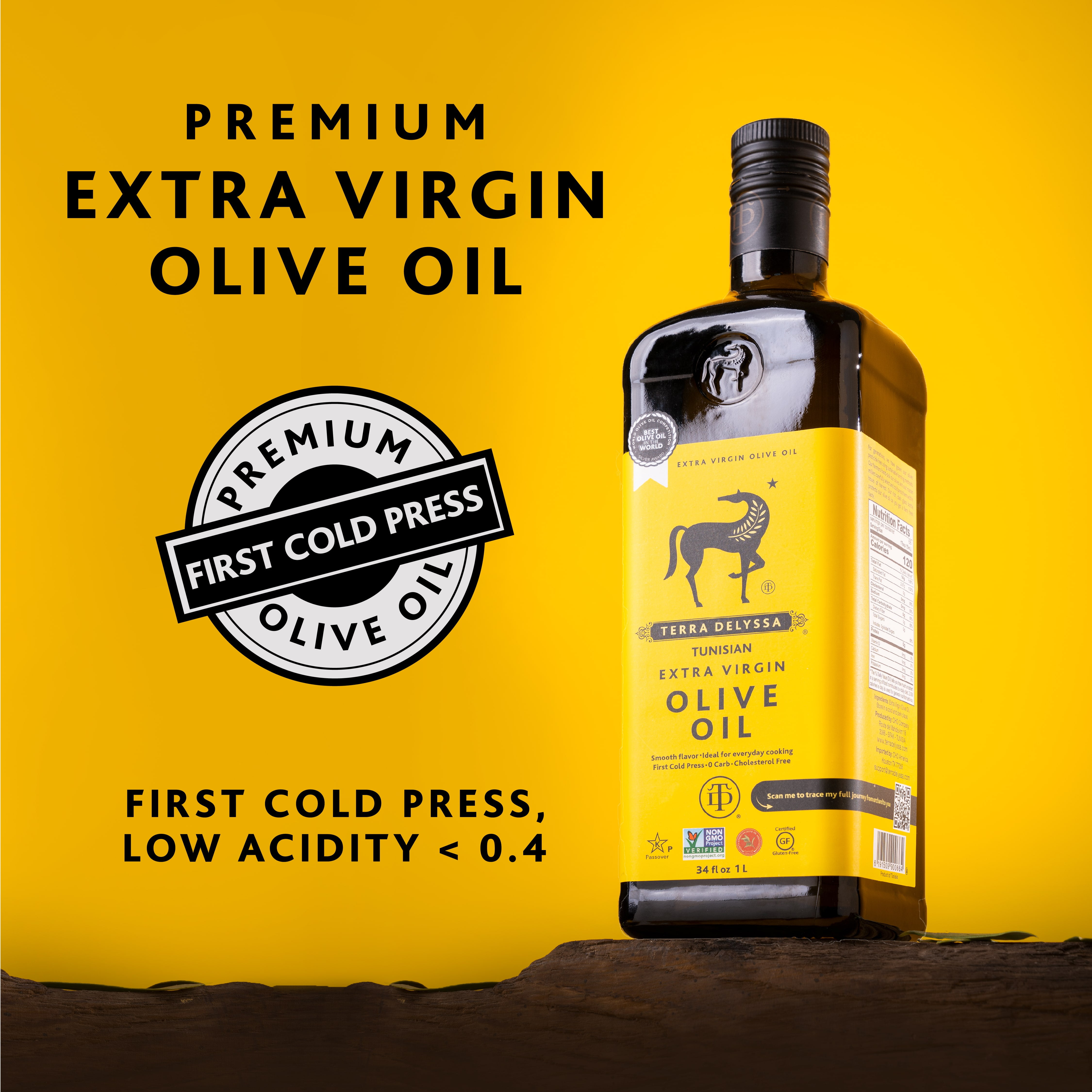 Terra Delyssa First Cold Pressed Extra Virgin Olive Oil, 34
