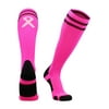 Breast Cancer Awareness Socks with Stripes (Neon Pink/Pale Pink, Small)