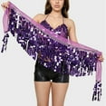 thumbnail image 7 of Felirenzacia Belly Dance Hip Scarf, Belly Dance Skirt Wrap Bling Sequins Coins, Purple,Free Size, 7 of 7