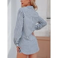 thumbnail image 3 of Women's Button Down Shirts Casual Long Sleeve V Neck Striped Blouses Tops with Pockets, 3 of 7
